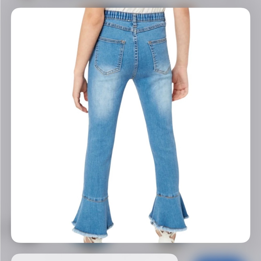Girls Hayden Cropped Frill Flare Jeans - Picture 6 of 6